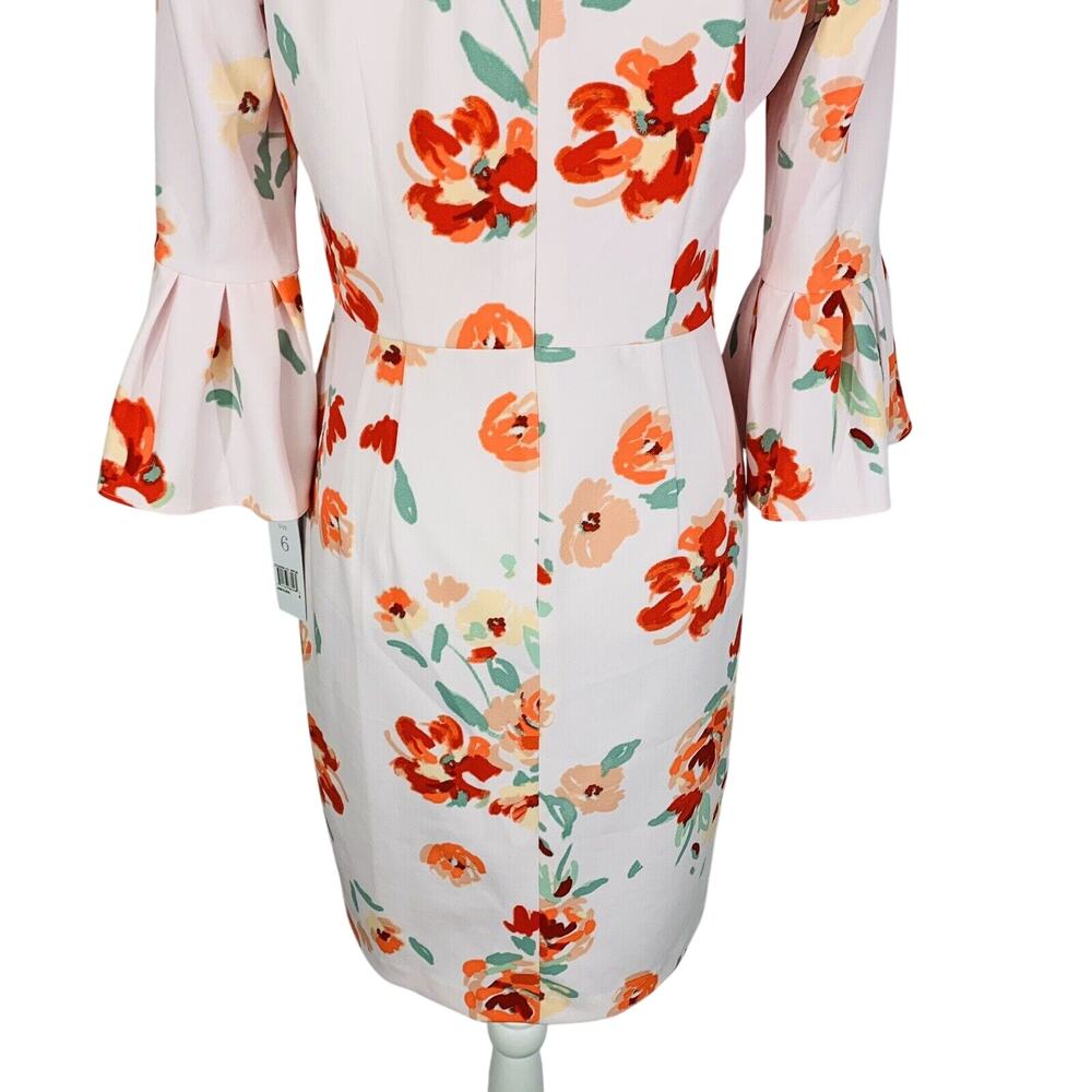 New Donna Morgan Womans Sz 6 Dress Floral Crepe Bell Sleeve NWT - Picture 7 of 7